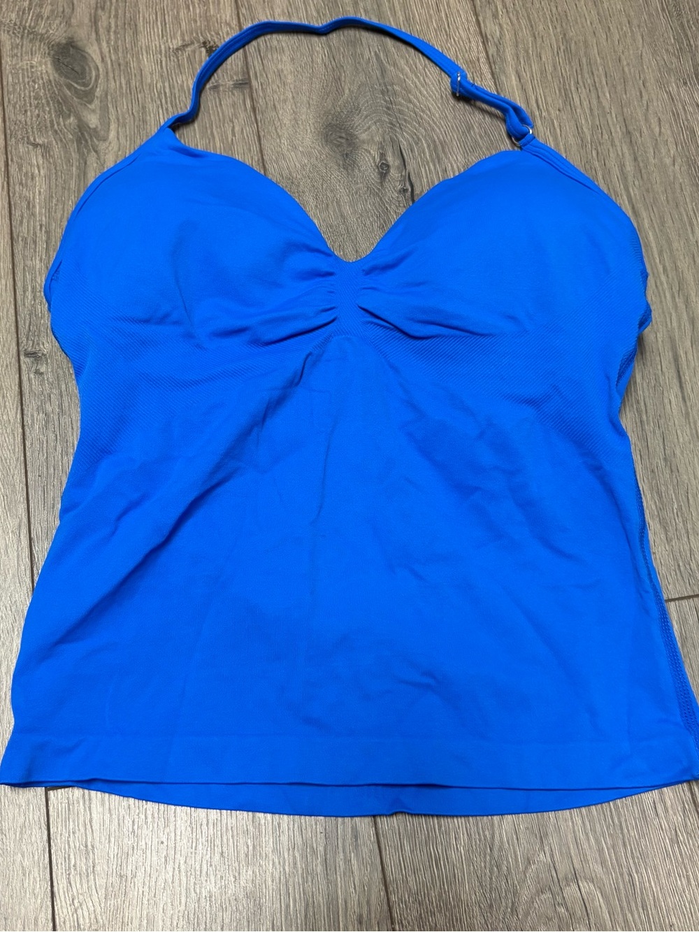 Blue halter athletic padded tank top